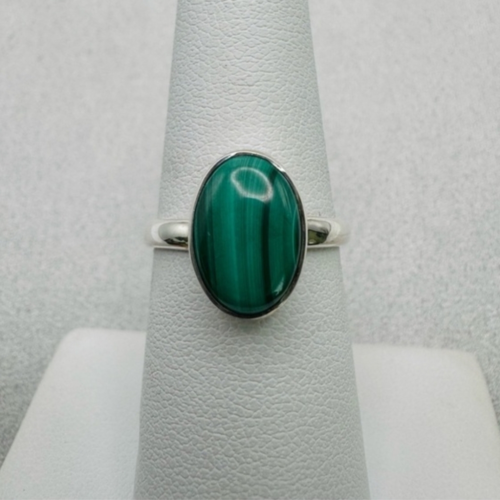 Malachite S925 Oval Ring Size 6 By Venus And Vulcan